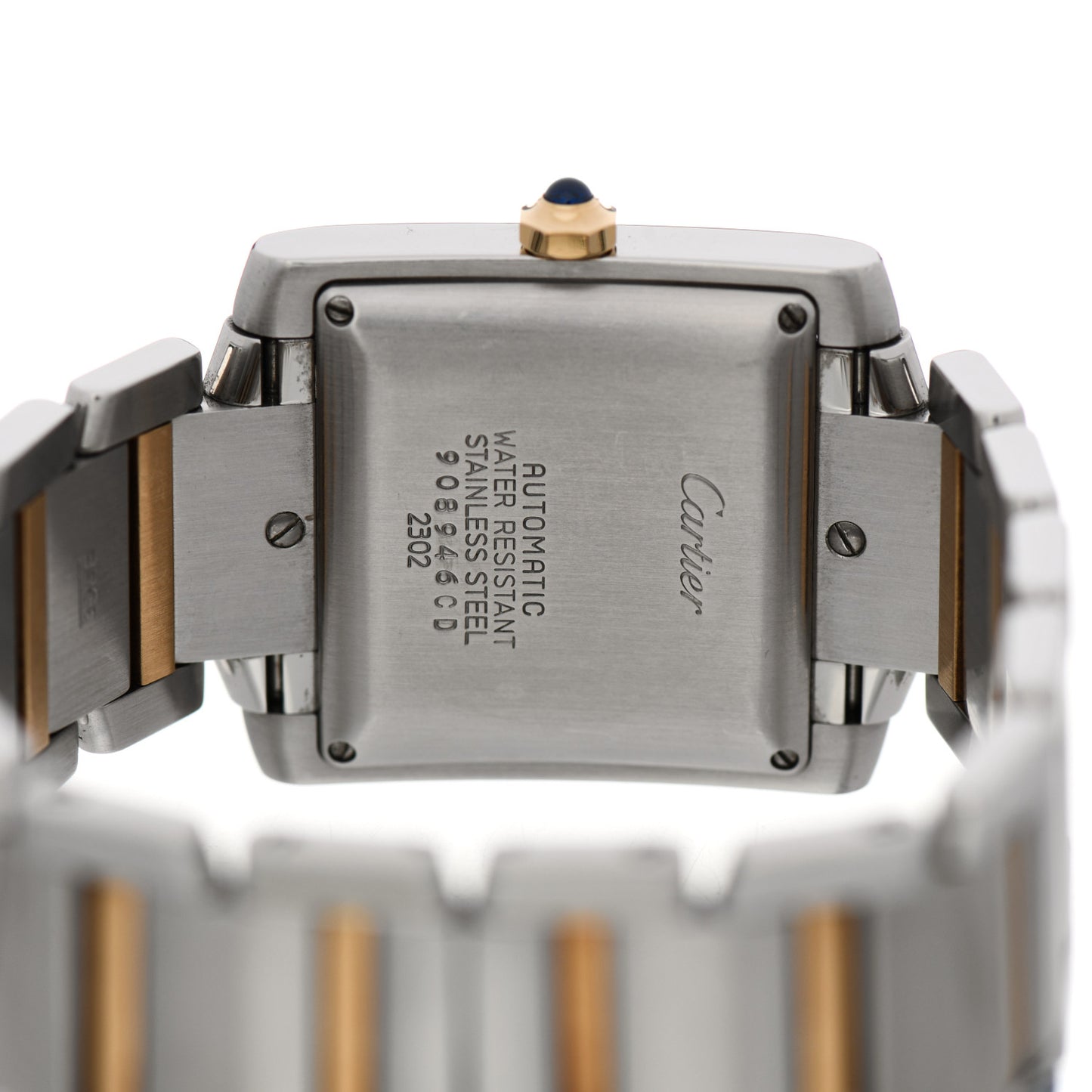 Stainless Steel 18K Yellow Gold 28mm Tank Francaise Automatic Watch