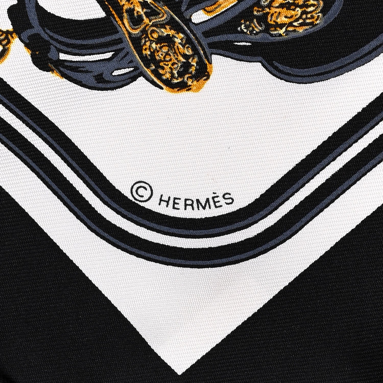 Hermes Silk Brides de Gala Nano Scarf 20 Black White Or 3 of 4