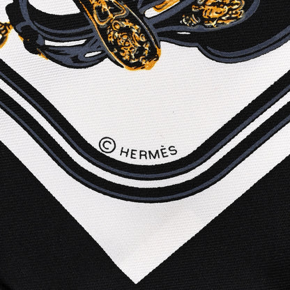 Hermes Silk Brides de Gala Nano Scarf 20 Black White Or 3 of 4