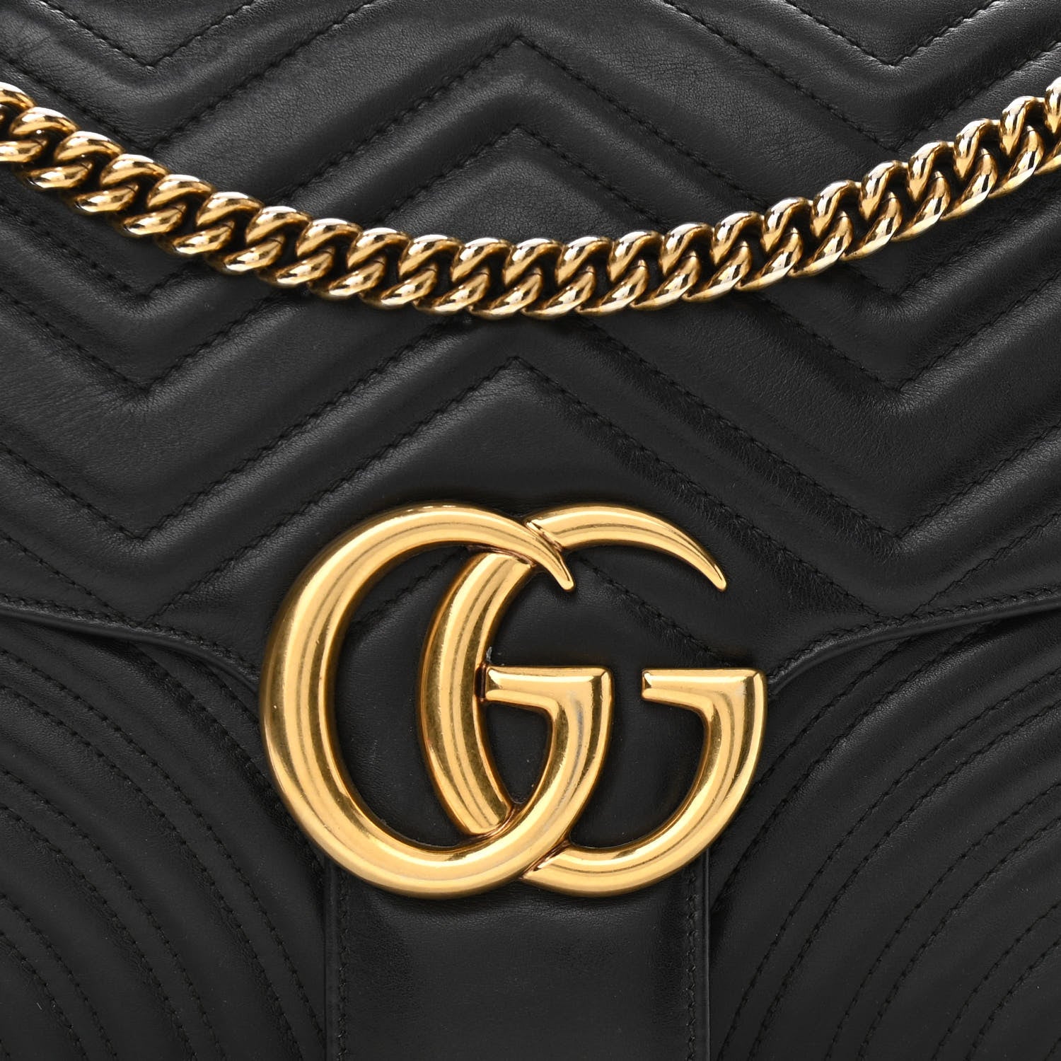 Gucci Calfskin Matelasse Medium GG Marmont Shoulder Bag Black 8 of 11