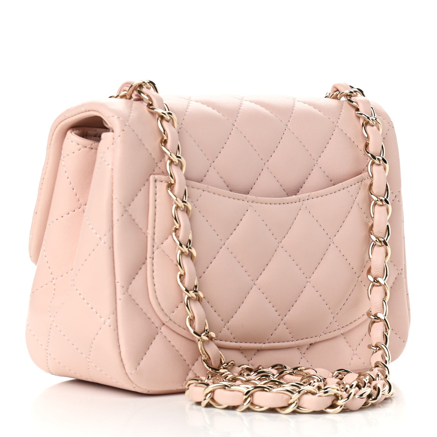 Lambskin Quilted Mini Square Flap Light Pink