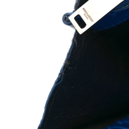 Saint Laurent Calfskin Crocodile Embossed Monogram Chain Wallet Royal Blue 15 of 18