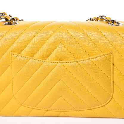Chanel Caviar Chevron Quilted Mini Rectangular Flap Yellow 12 of 14