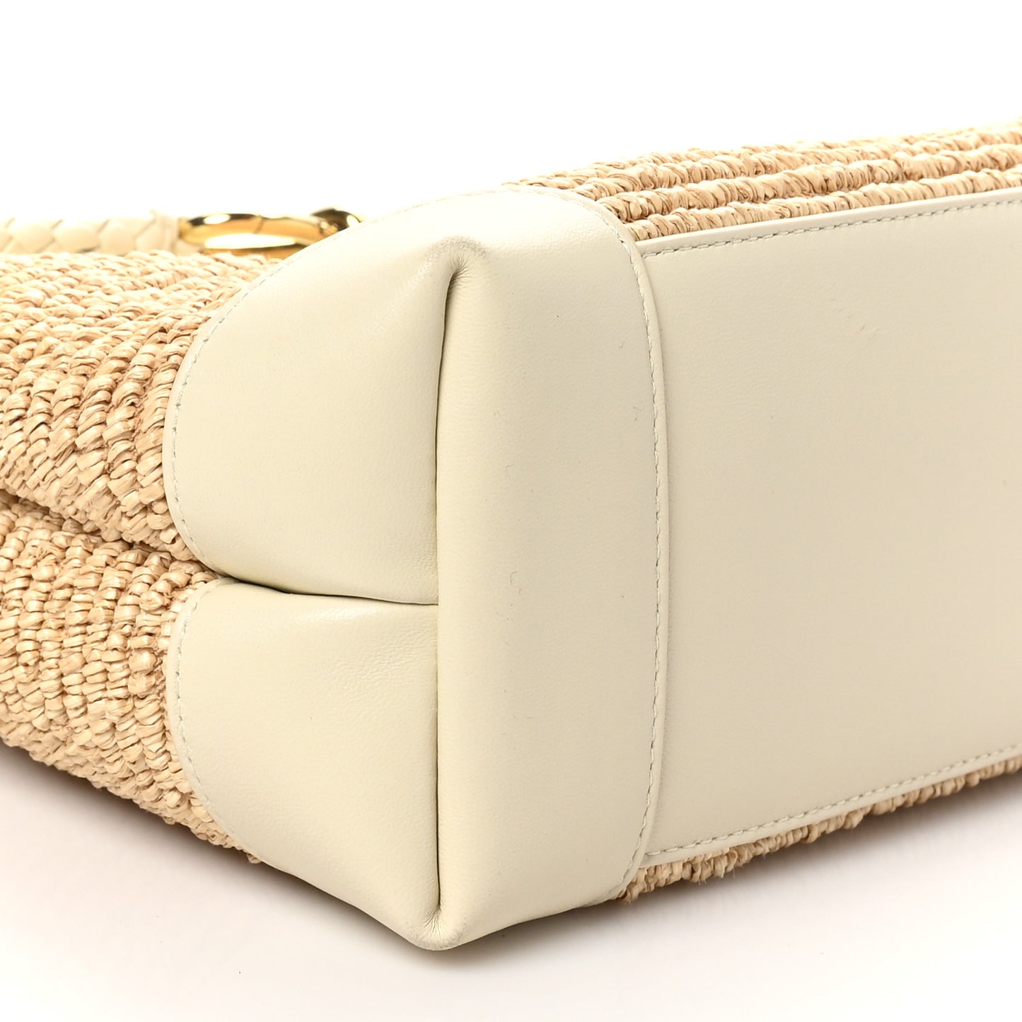 Raffia Lambskin Torchon Small Andiamo Shoulder Bag Sea Salt Natural