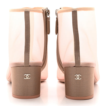Chanel Mesh Grosgrain Camellia Short Boots 40.5 Pink Beige 5 of 10