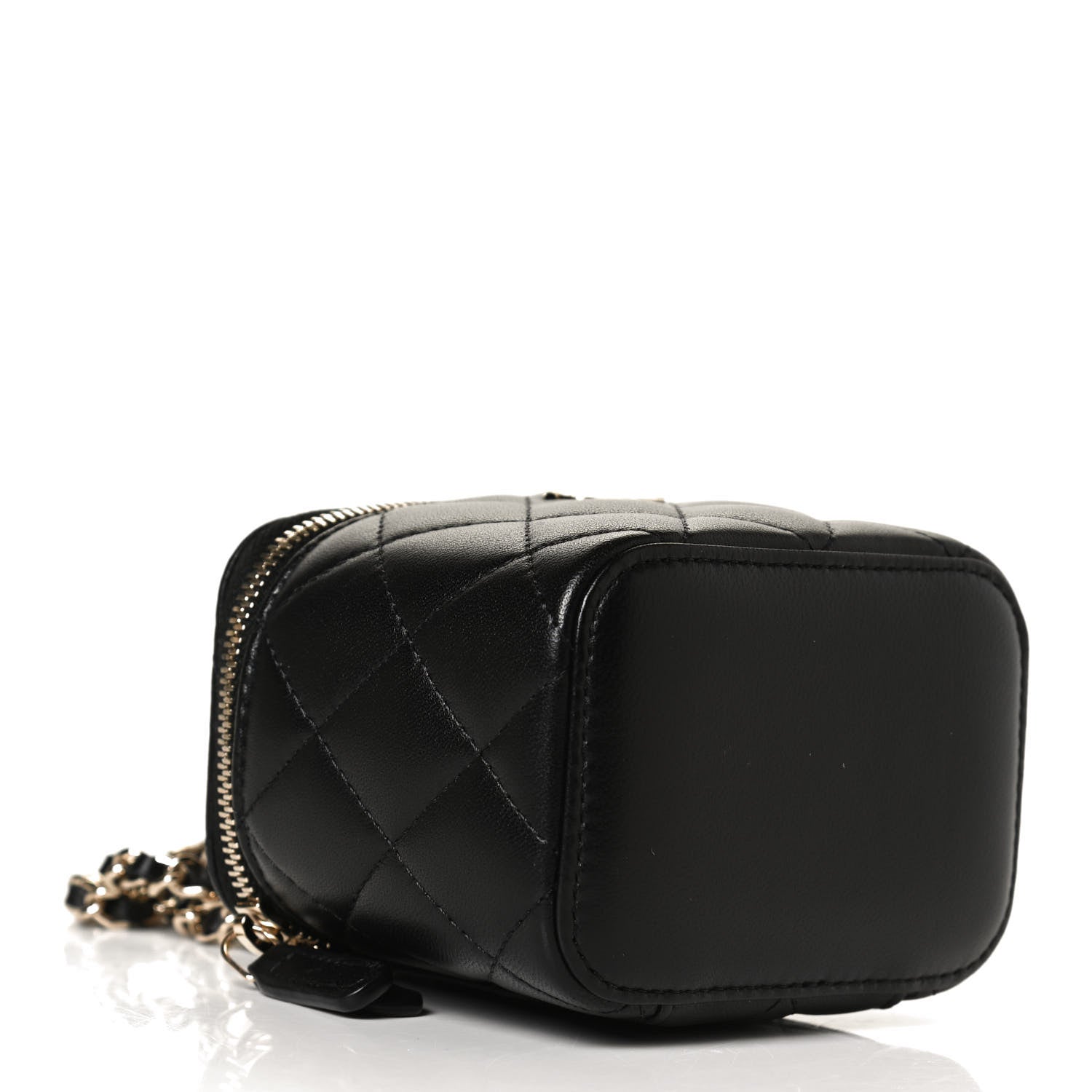Chanel Lambskin Quilted Top Handle Mini Vanity Case With Chain Black 4 of 12