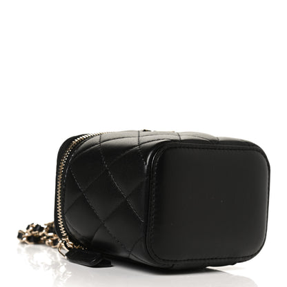 Chanel Lambskin Quilted Top Handle Mini Vanity Case With Chain Black 4 of 12