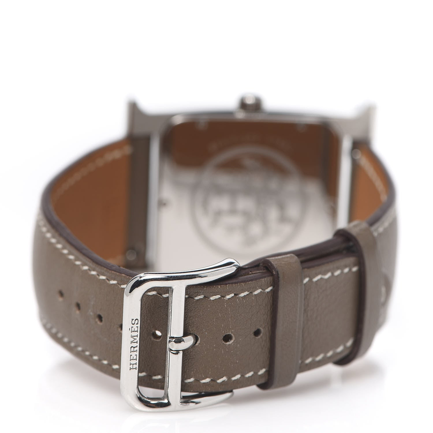 Hermes Stainless Steel Swift 30.5mm Heure H Hour Quartz Watch Etoupe 4 of 6