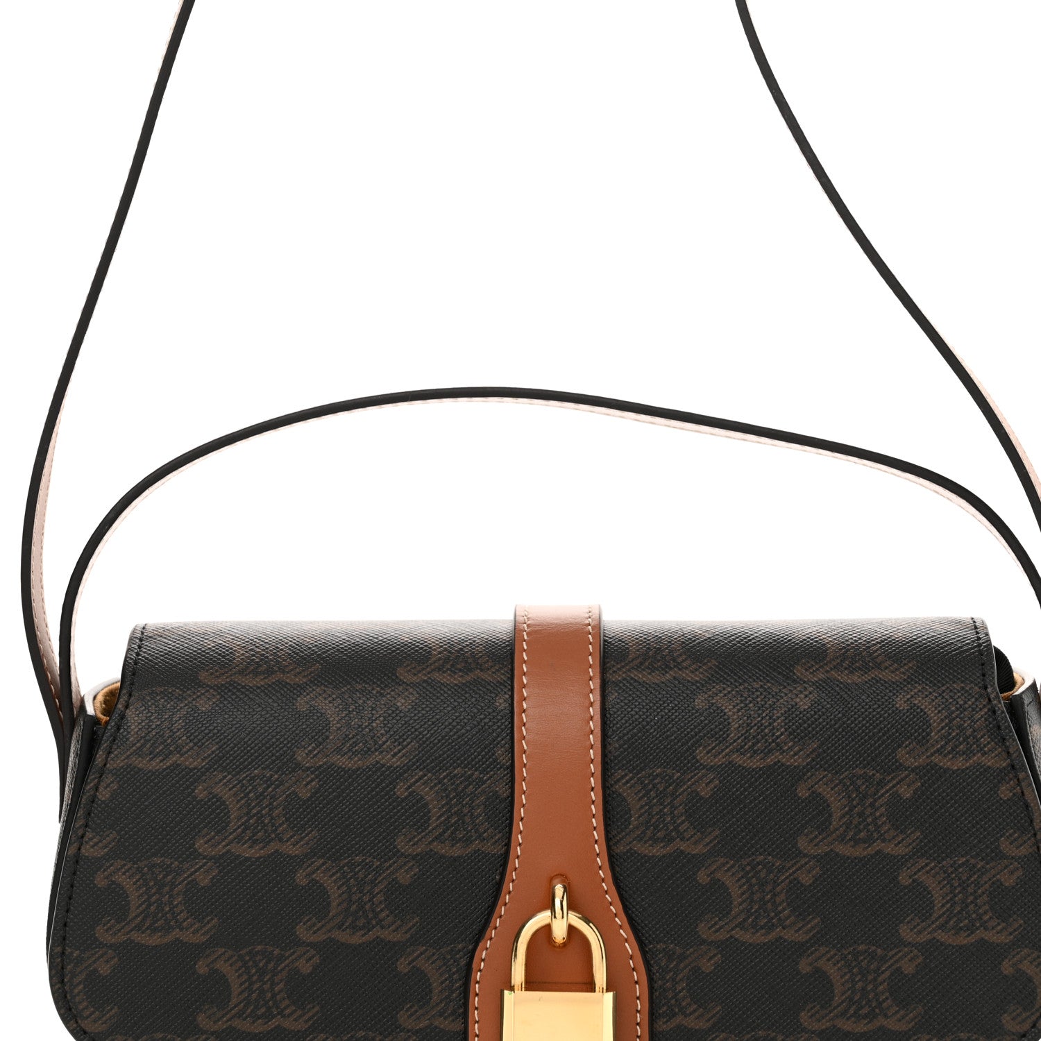 Celine Triomphe Canvas Calfskin Tabou Clutch on Strap Tan 9 of 12