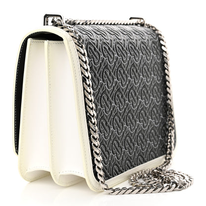 Burberry Calfskin Monogram Embossed Medium TB Chain Bag Black White 3 of 15