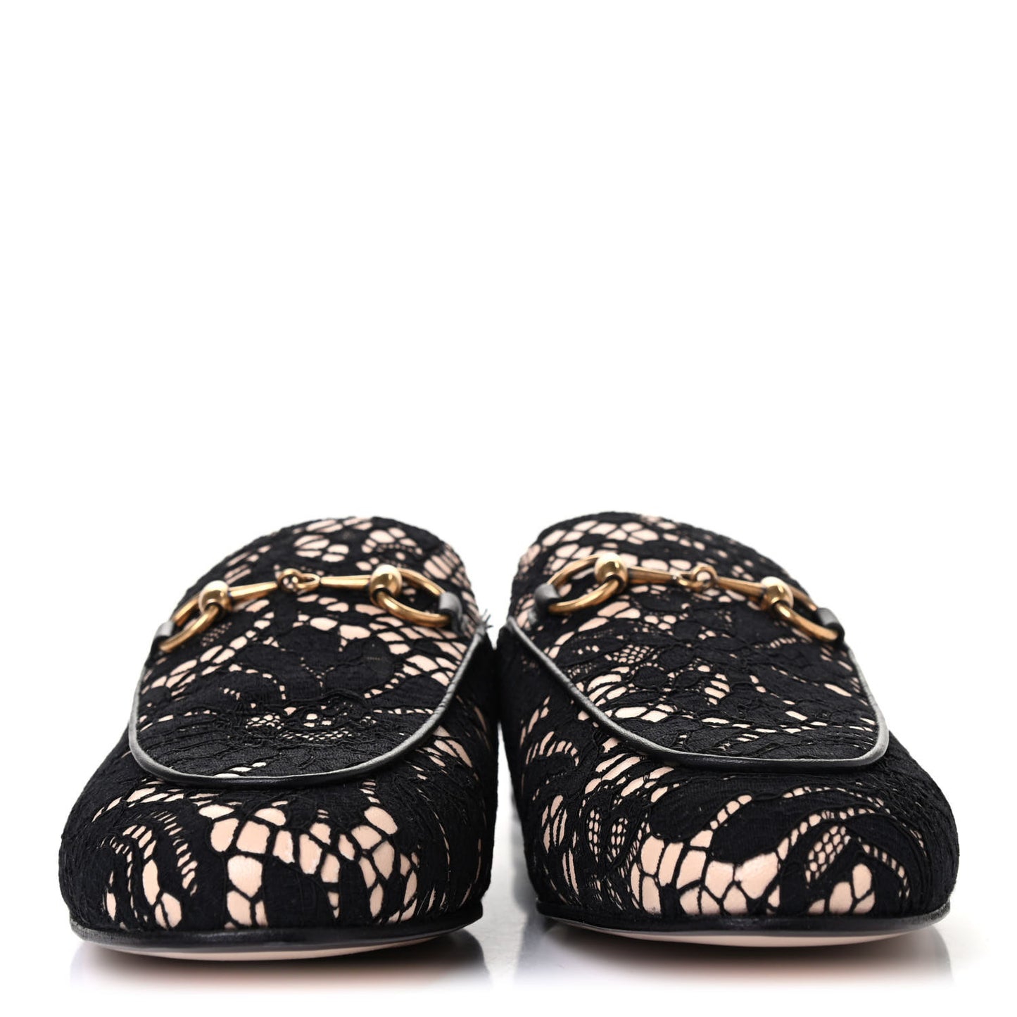 Lace Malaga Kid Womens Princetown Slippers 35.5 Black Skin Rose