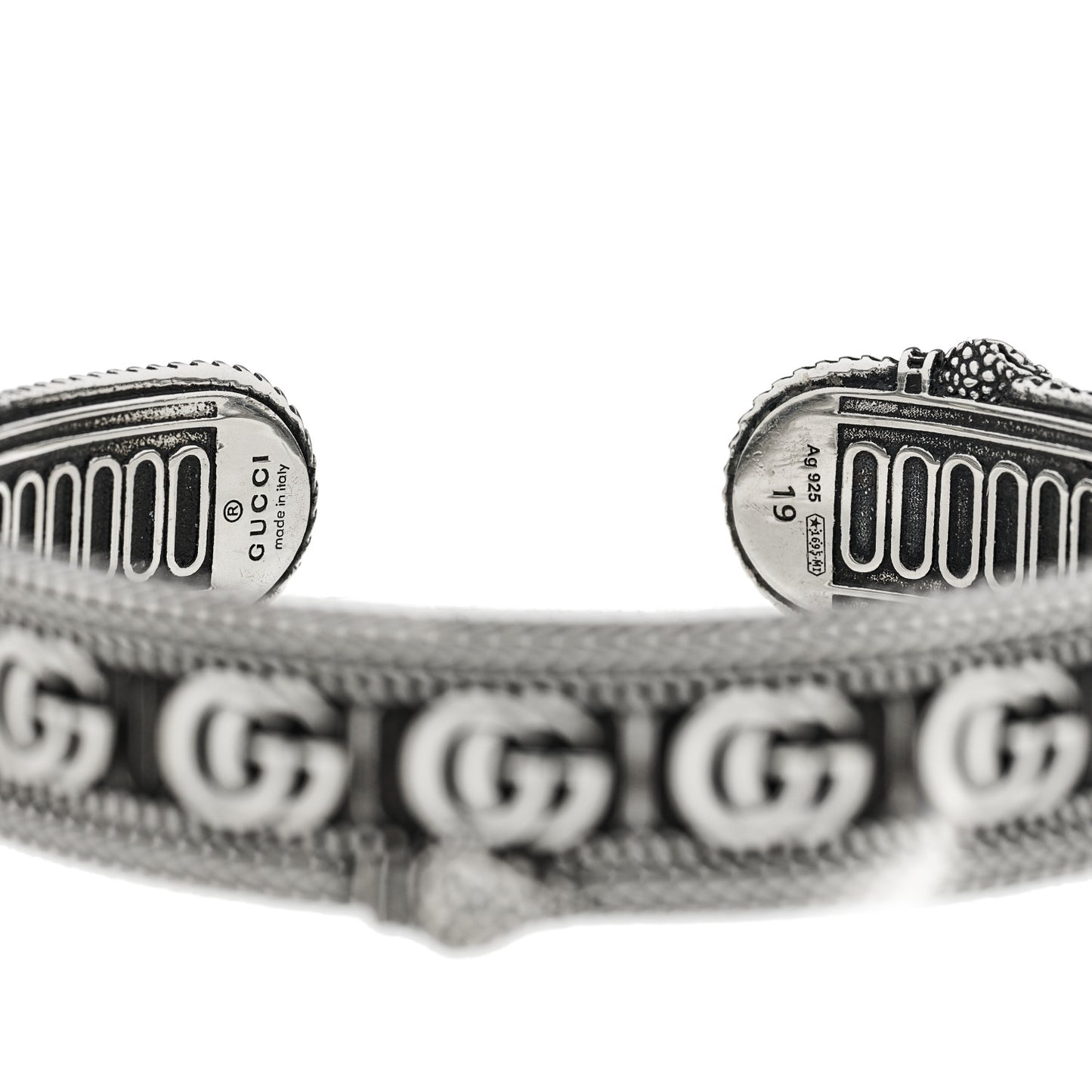 Sterling Silver GG Marmont Snake Cuff Bracelet 19