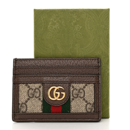 Gucci GG Supreme Monogram Textured Dollar Calfskin Ophidia Card Holder Beige Ebony New Acero 7 of 7