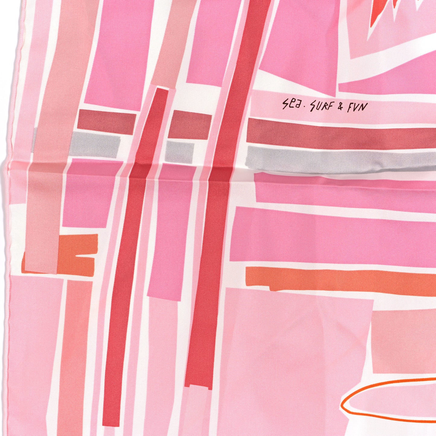 Silk Sea Surf and Fun Scarf 90 Blanc Rose Corail