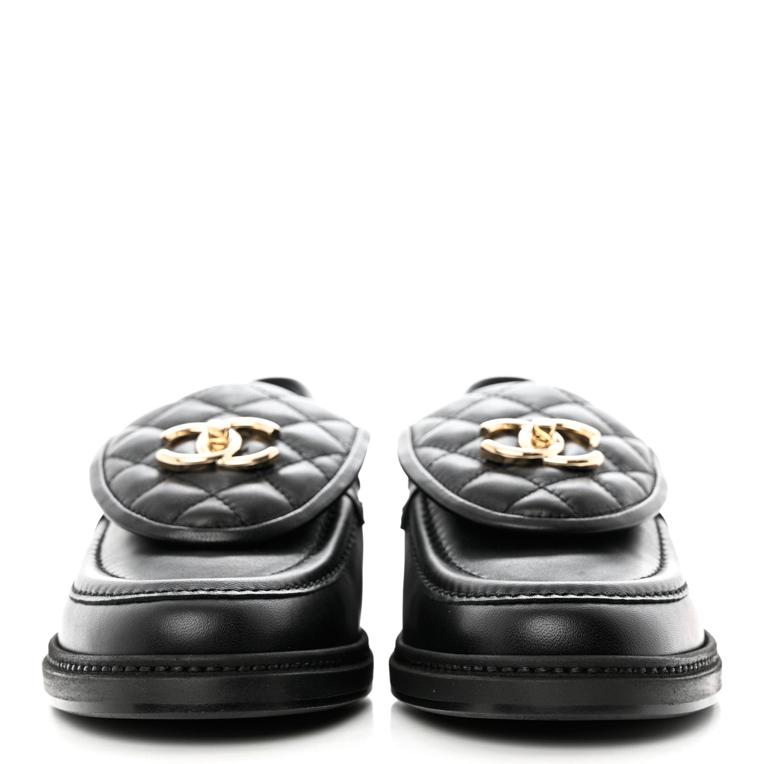 Chanel Lambskin Quilted CC Turnlock Loafers 39.5 Black 2 of 9