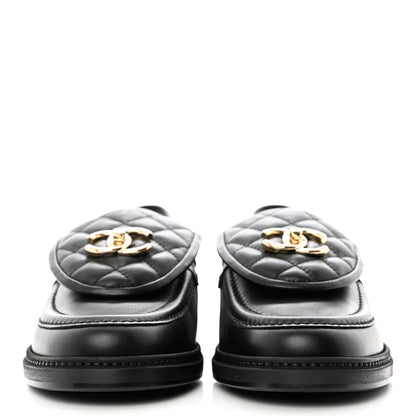 Chanel Lambskin Quilted CC Turnlock Loafers 39.5 Black 2 of 9