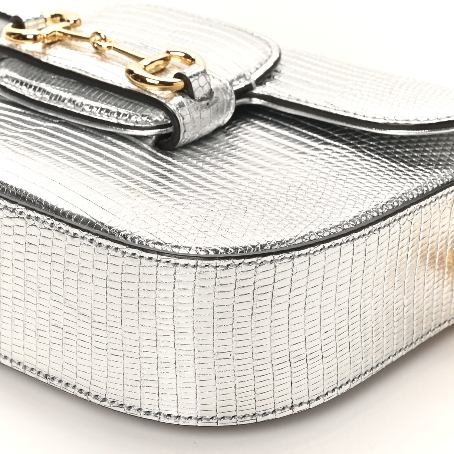Gucci Lizard Mini Horsebit 1955 Shoulder Bag Silver 10 of 10
