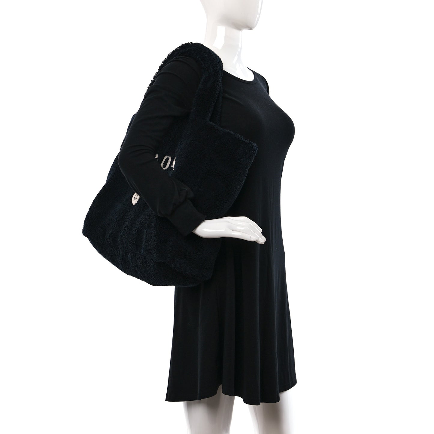 Terry Cloth Tote Bag Black White