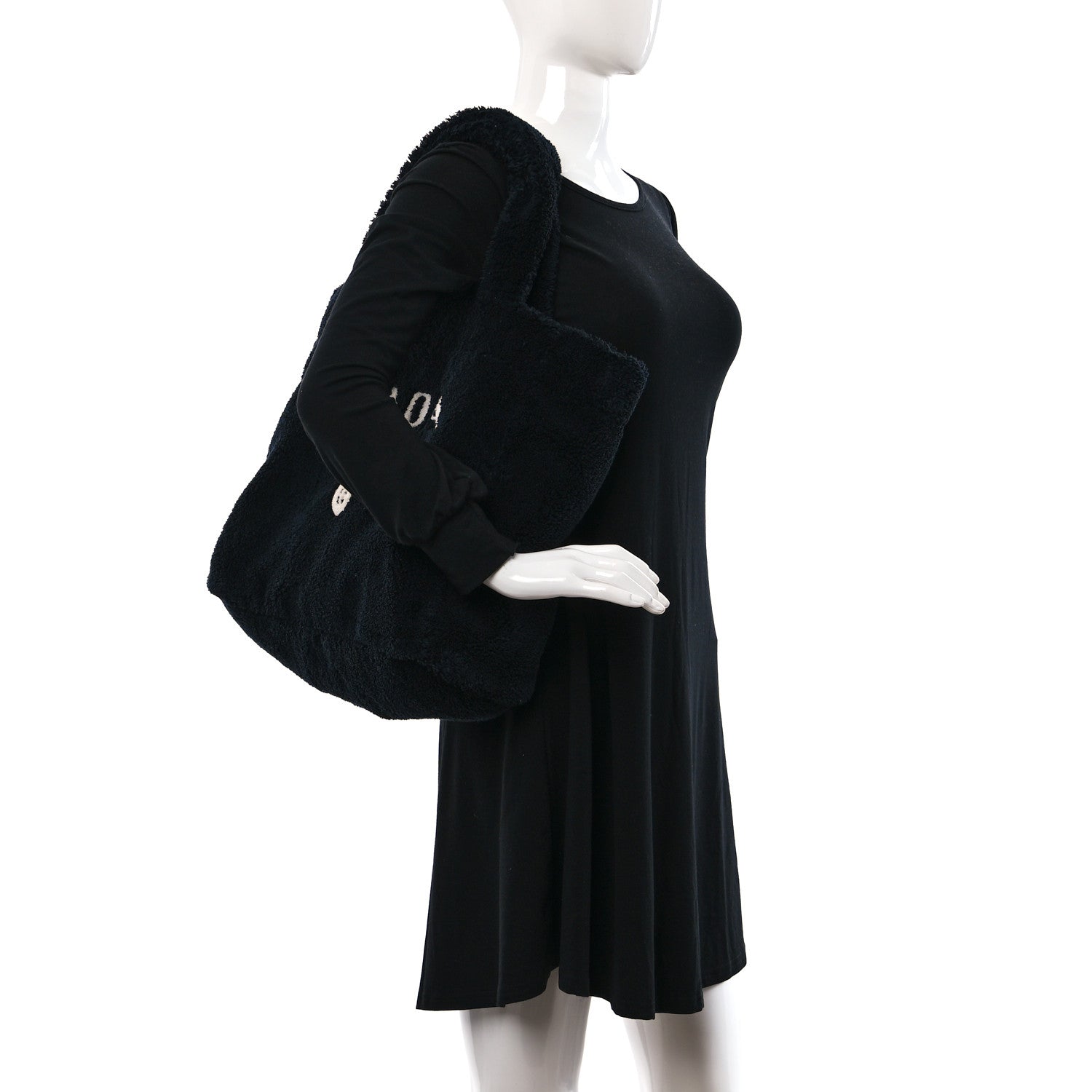 Prada Terry Cloth Tote Bag Black White 2 of 10