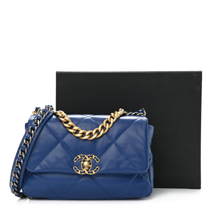 Chanel Goatskin Quilted Medium Chanel 19 Flap Dark Blue 11 of 11