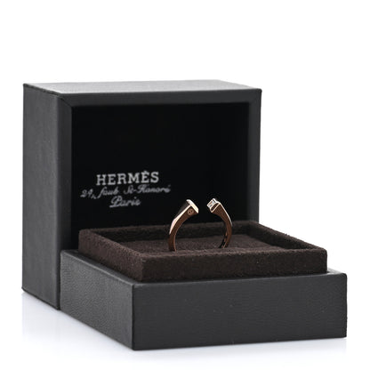 Hermes 18K Rose Gold Diamond PM Clou de Forge Ring 53 6.25 5 of 5