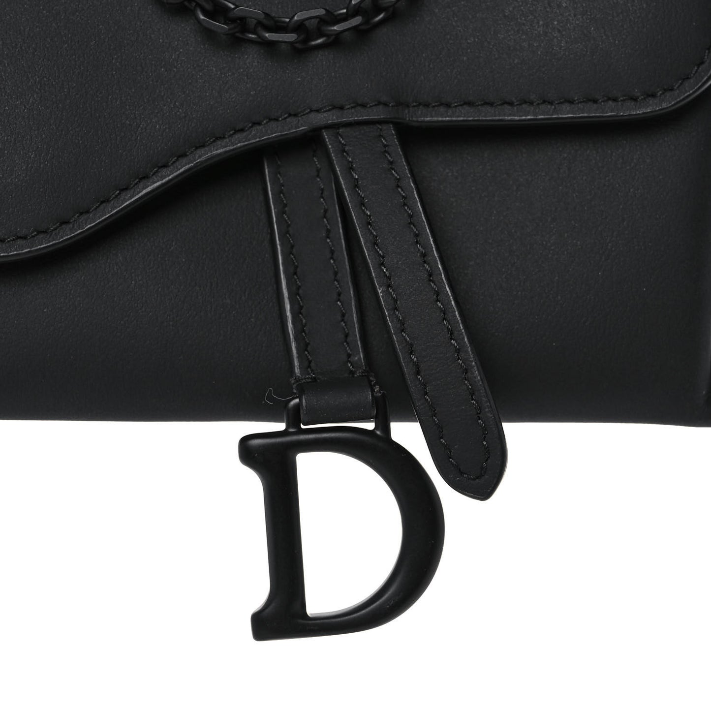 Ultra Matte Calfskin Nano Saddle Chain Pouch Black