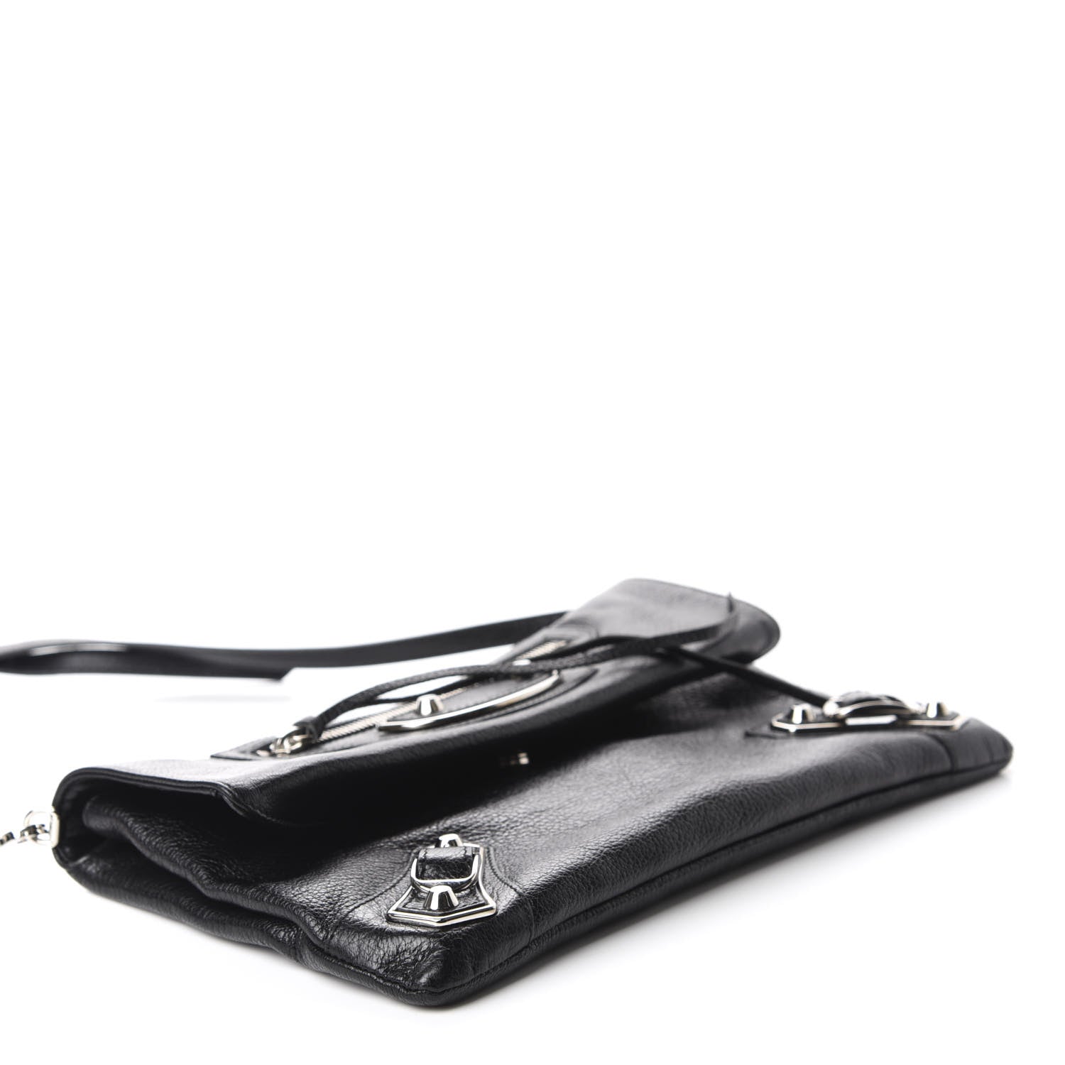 Balenciaga Chevre Silver Metallic Edge Hardware Envelope Clutch Black 4 of 10
