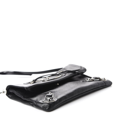 Balenciaga Chevre Silver Metallic Edge Hardware Envelope Clutch Black 4 of 10
