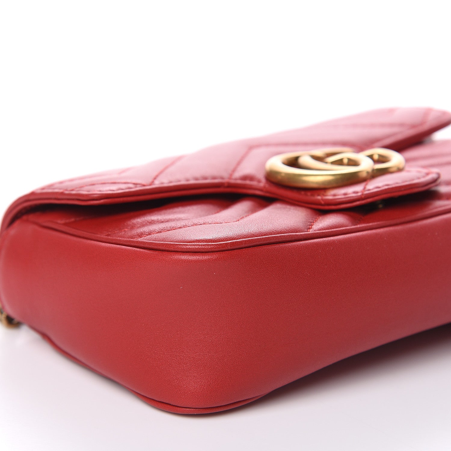 Gucci Calfskin Matelasse Super Mini GG Marmont Shoulder Bag Hibiscus Red 8 of 10