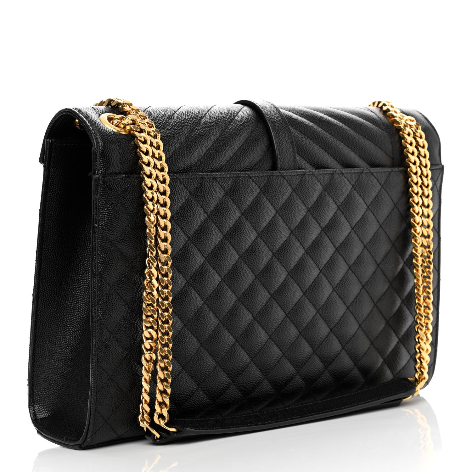 Saint Laurent Grain De Poudre Textured Mixed Matelasse Large Triquilt Monogram Satchel Black 3 of 15