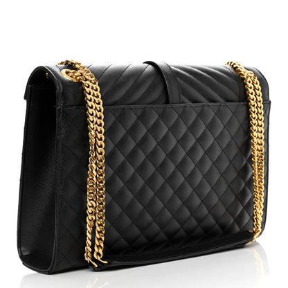 Saint Laurent Grain De Poudre Textured Mixed Matelasse Large Triquilt Monogram Satchel Black 3 of 15