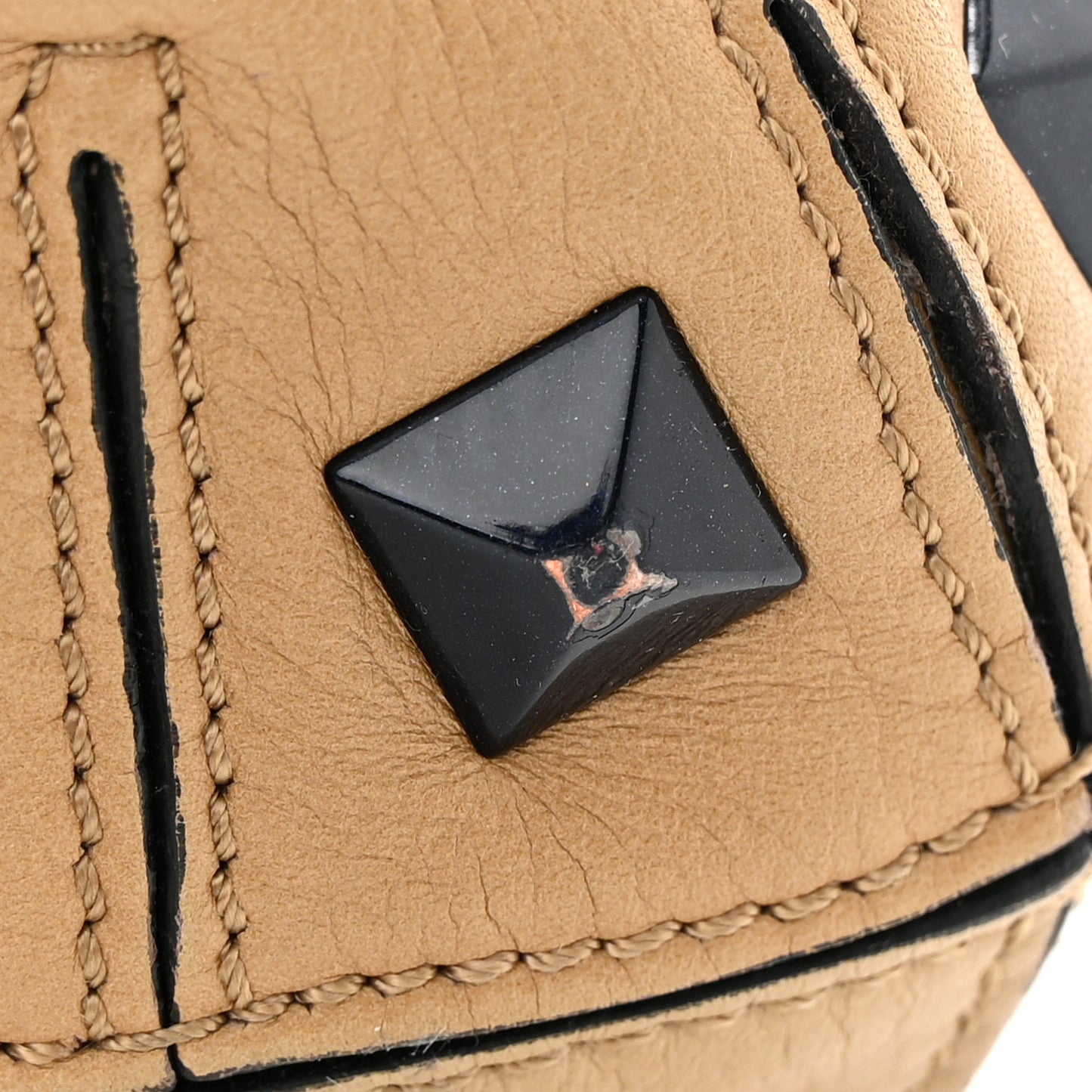 Calfskin Studded Medium B Fab Drawstring Tote Miel Scuro