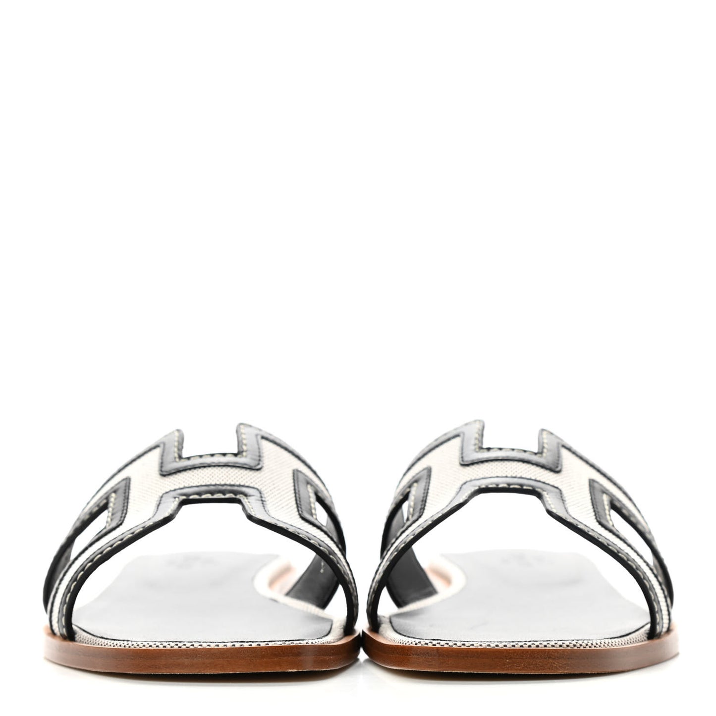 Calfskin Canvas Oran Sandals 36.5 Black