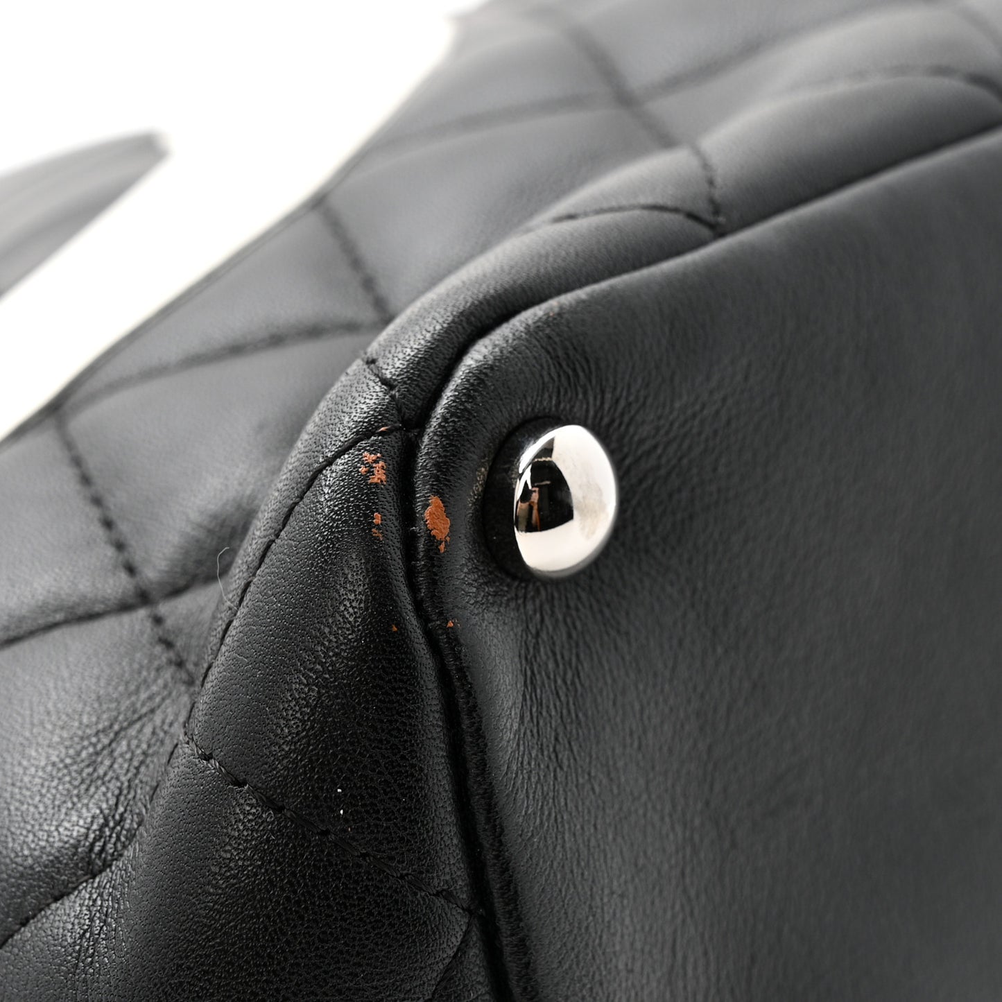 Calfskin Quilted Medium Cambon Tote Black White