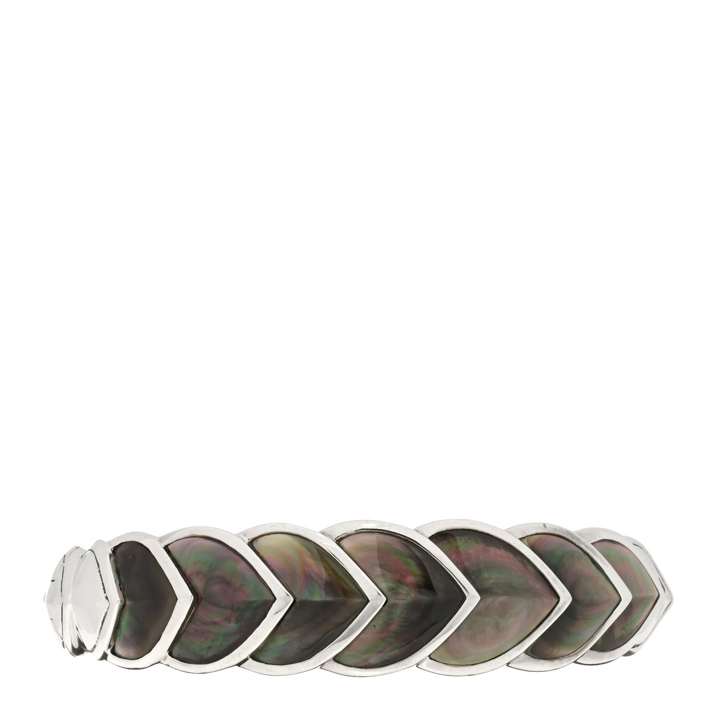 Sterling Silver Grey Mother of Pearl Legends Naga Dragon Scale Flex Cuff Bracelet