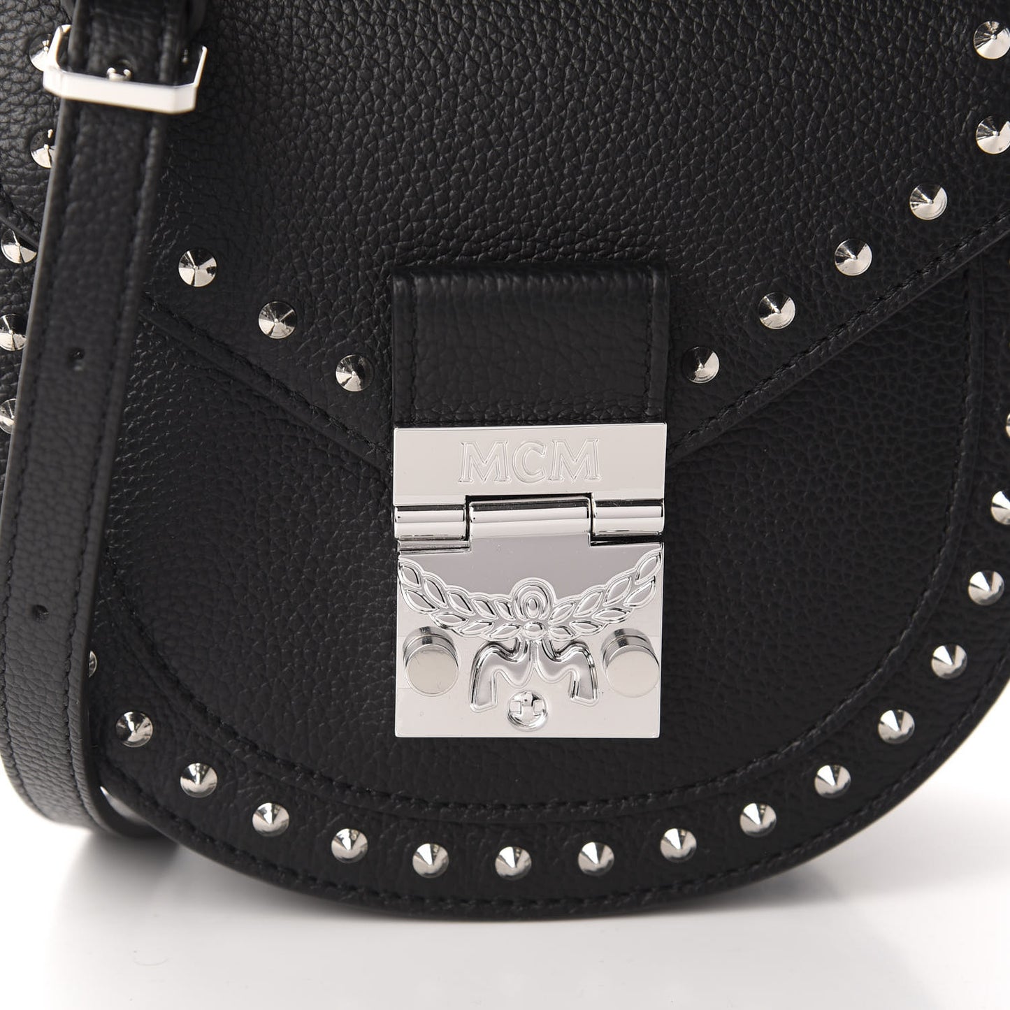 Calfskin Mini Patricia Studded Crossbody Bag Black