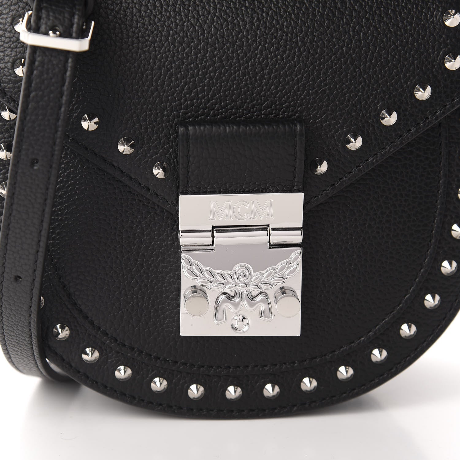MCM Calfskin Mini Patricia Studded Crossbody Bag Black 10 of 10
