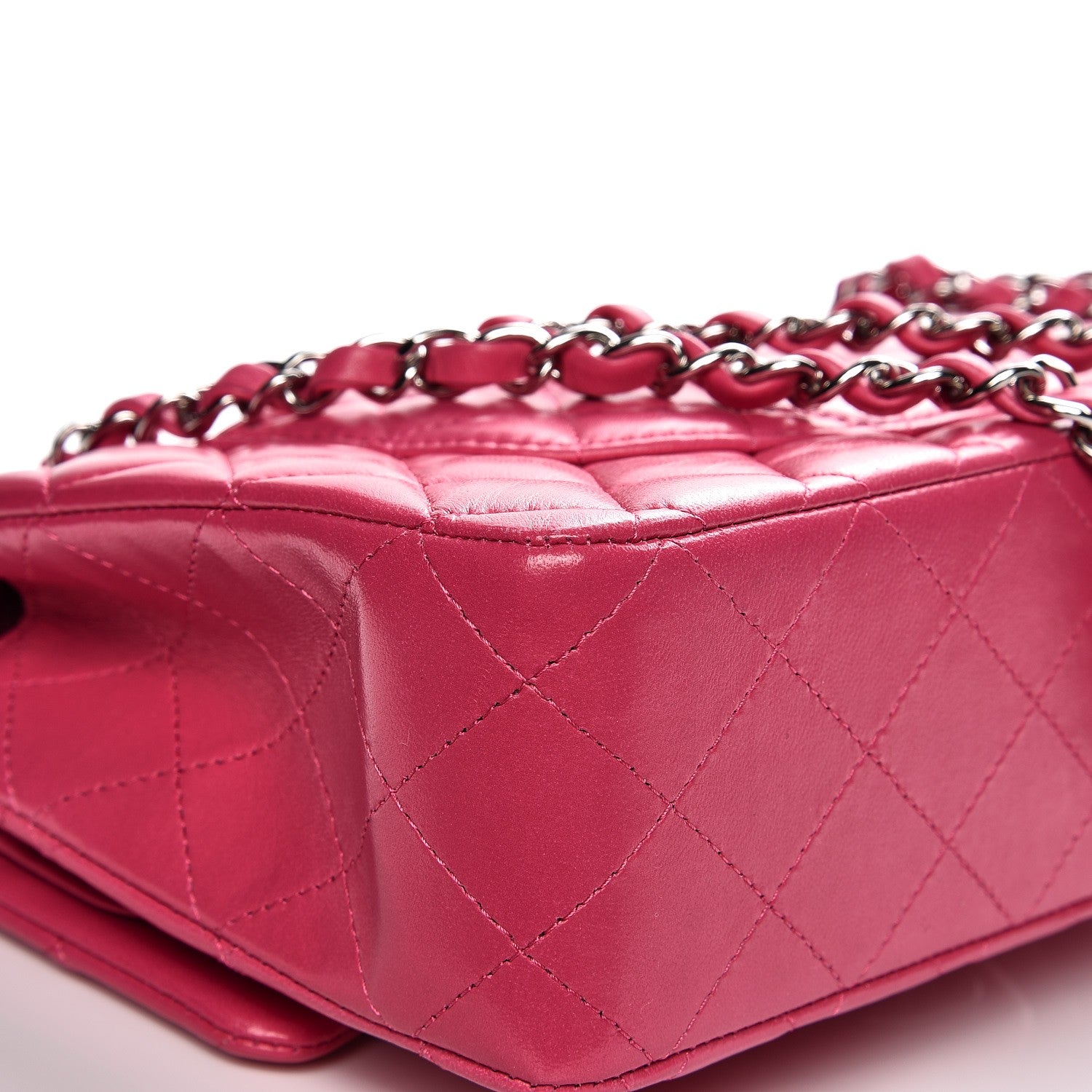 Chanel Lambskin Quilted Medium Double Flap Dark Pink 10 of 12