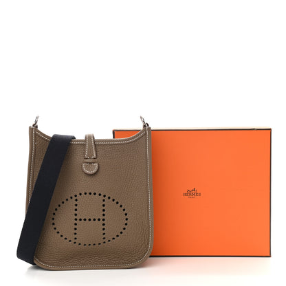 Hermes Taurillon Clemence Amazone Evelyne TPM Etoupe Bleu Indigo 11 of 11