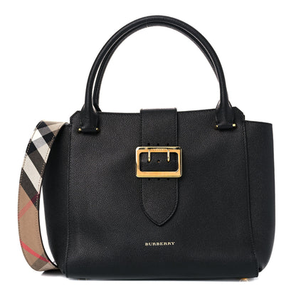 Burberry Soft Grain Calfskin Medium Buckle Tote Black 1 of 10
