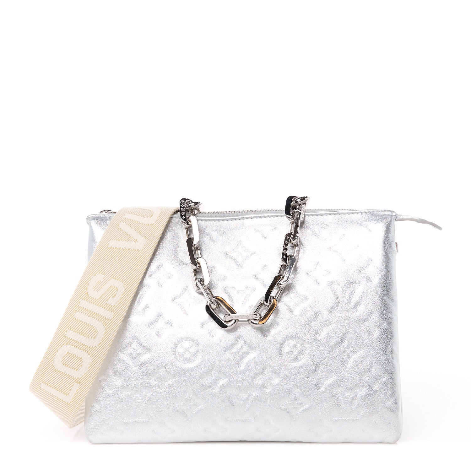 Louis Vuitton Metallic Lambskin Embossed Monogram Coussin PM Silver 1 of 14