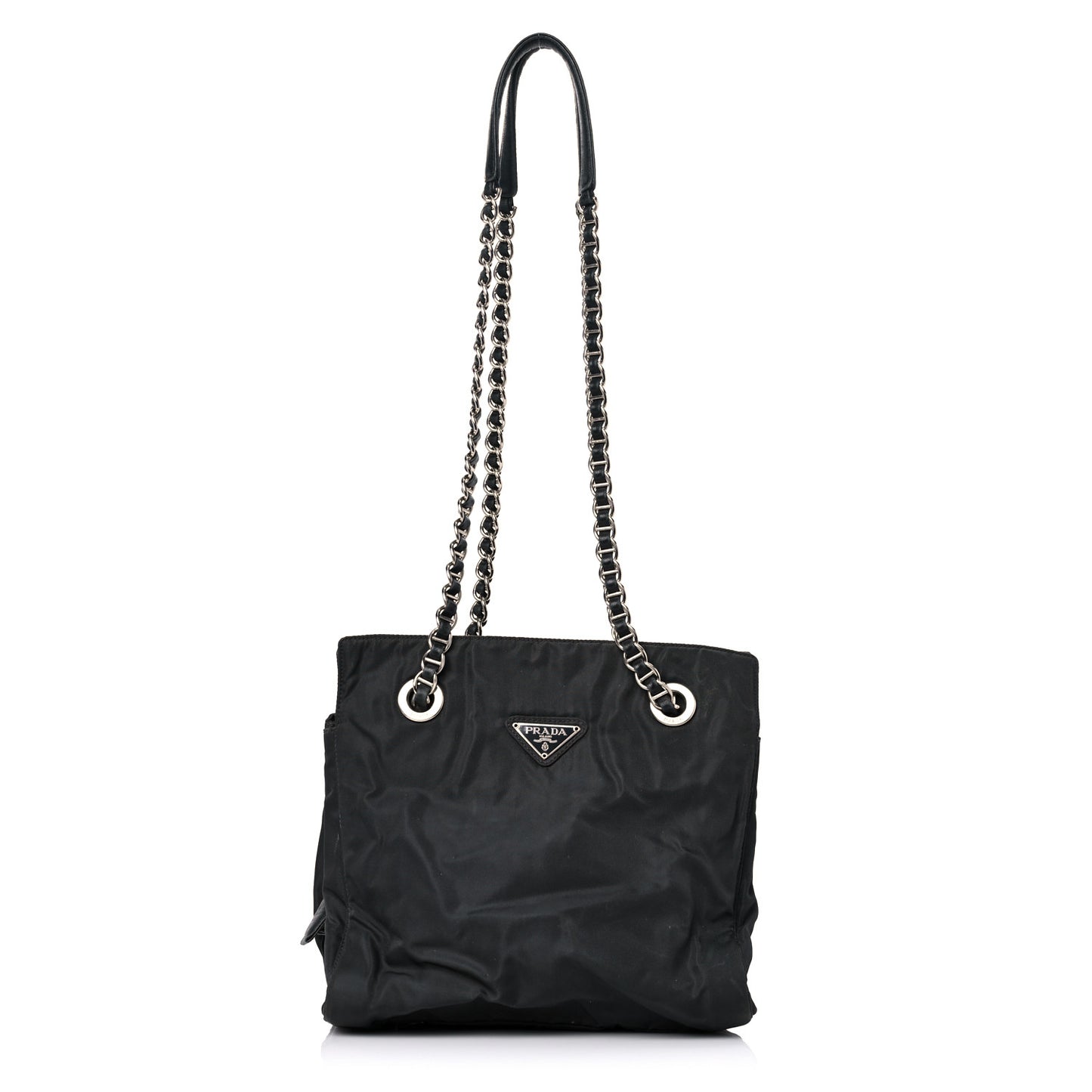 Tessuto Nylon Chain Shoulder Bag Asfalto