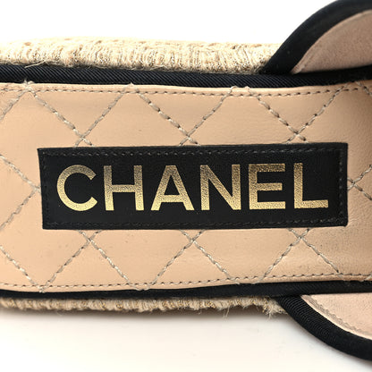 Chanel Crumpled Goatskin CC Espadrille Mules 40 Beige Black 8 of 8