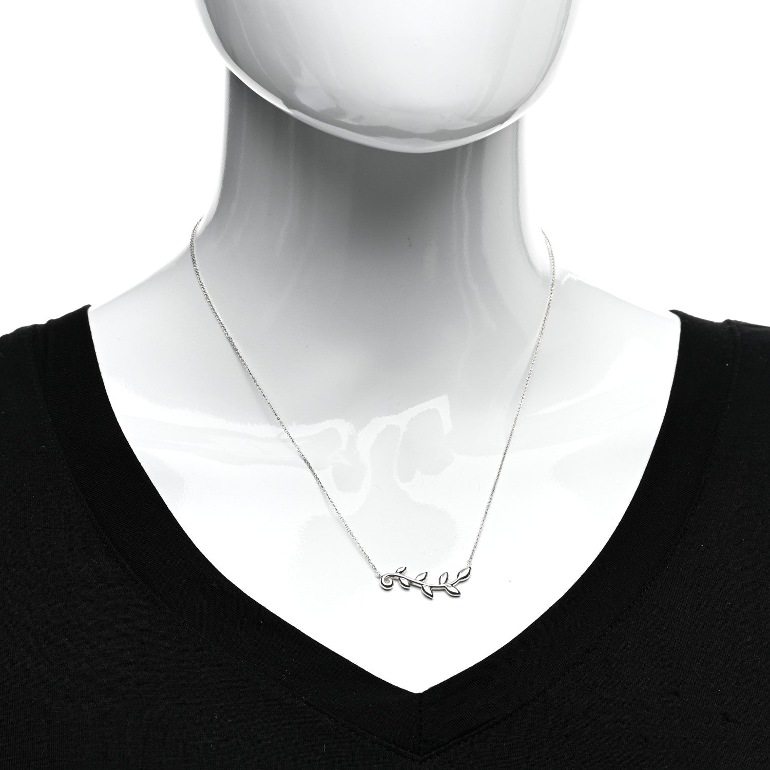 Tiffany Sterling Silver Paloma Picasso Olive Leaf Vine Pendant Necklace 2 of 4