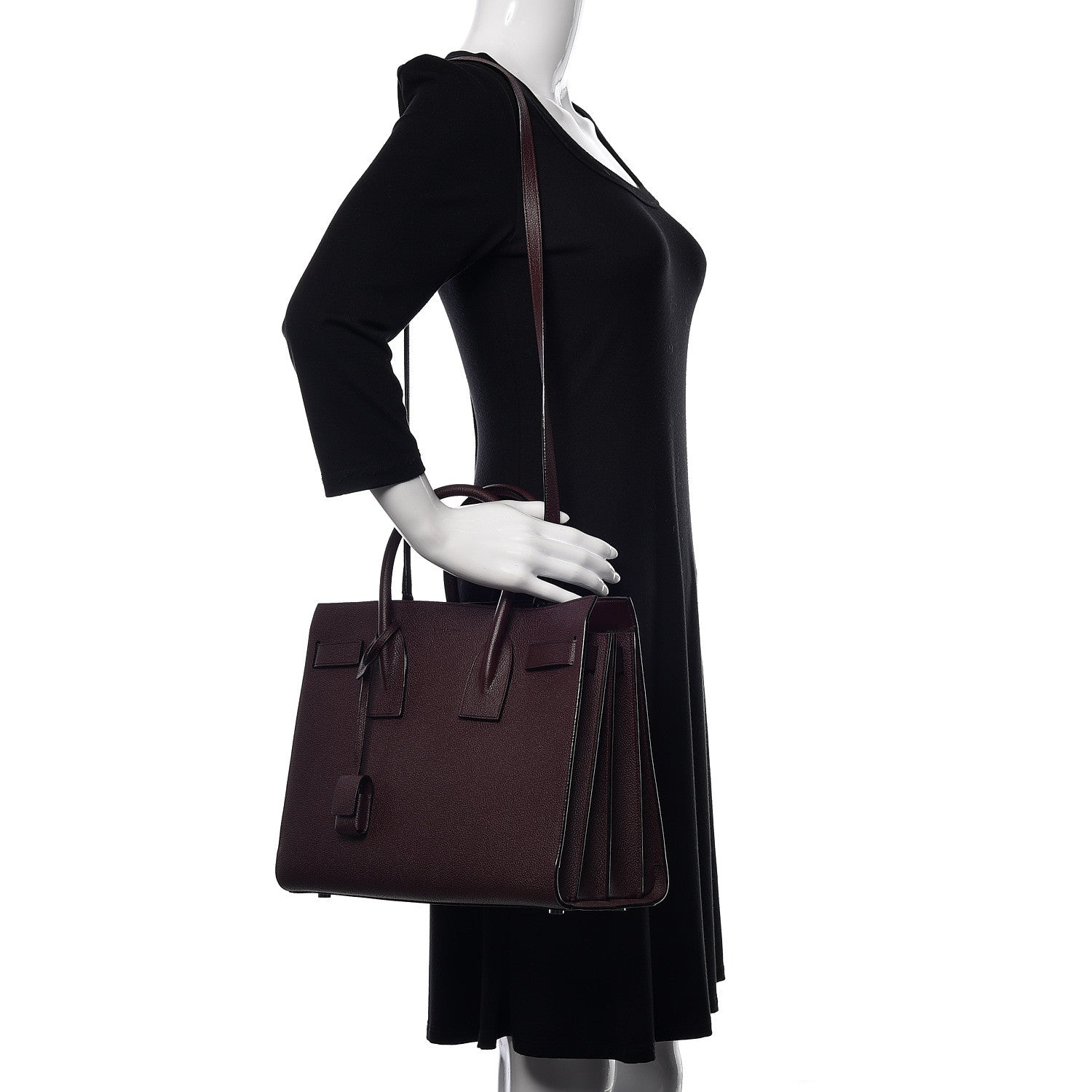 Saint Laurent Grained Calfskin Small Classic Sac De Jour Amaranto 2 of 12