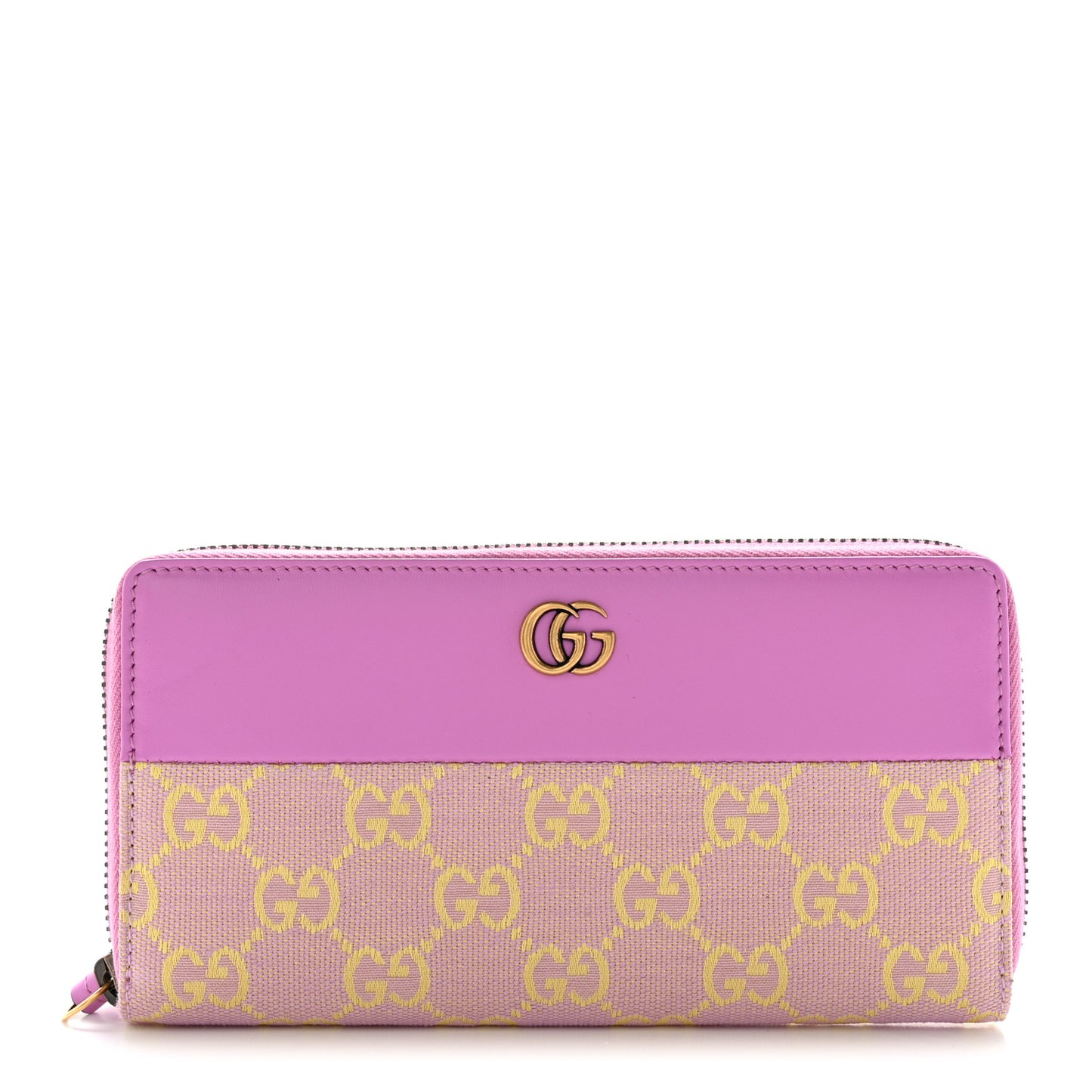 Calfskin GG Monogram GG Marmont Zip Around Wallet Lilac Yellow