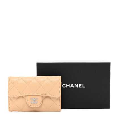 Chanel Caviar Quilted Flap Card Holder Wallet Beige 9 of 9
