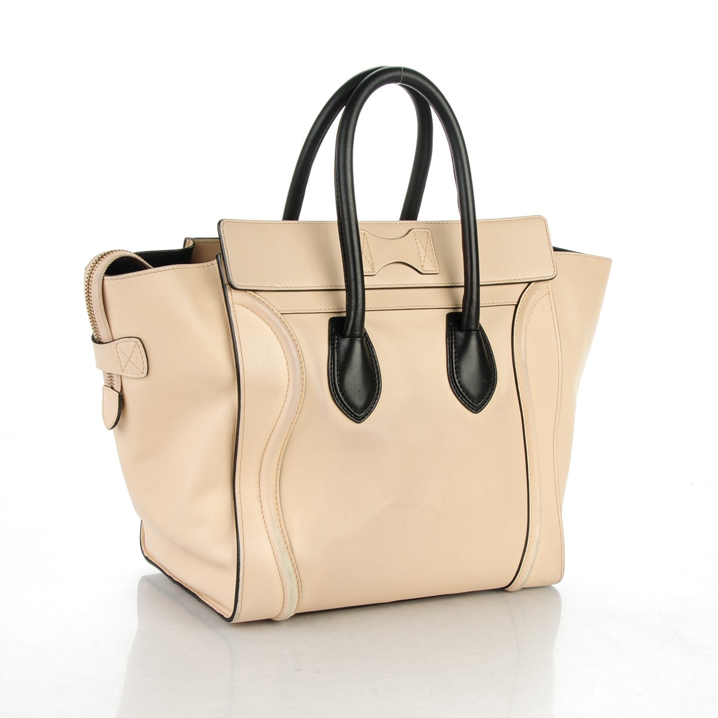 Celine Satin Calfskin Mini Luggage Powder Black 3 of 14