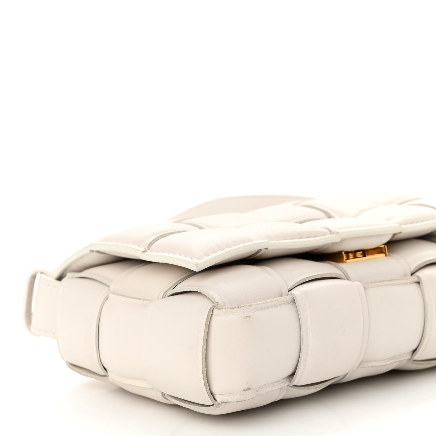Nappa Maxi Intrecciato Small Padded Cassette Crossbody Bag Chalk