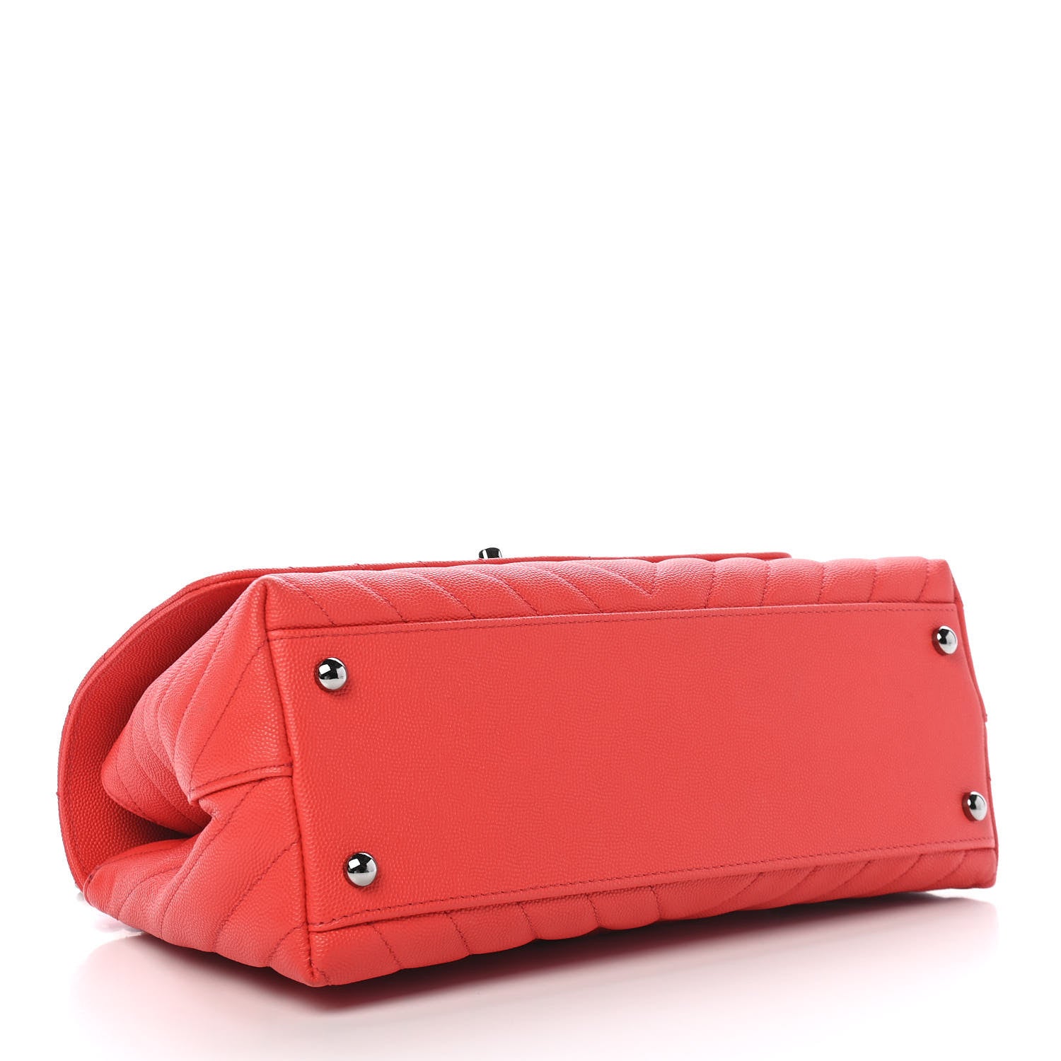 Chanel Caviar Chevron Quilted Small Coco Handle Flap Red 4 of 9